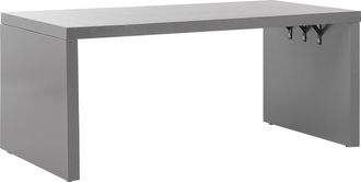 Beliani Mesa De Jard&iacute;n De Cemento Reforzado Gris 180 X 90 Cm Forma De U 6 Plazas Resistente Al Agua Taranto