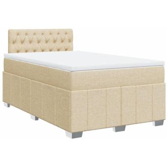 vidaXL Cama Box Spring Con Colch&oacute;n Tela Color Crema 120x200 Cm Vidaxl