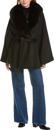 Sofiacashmere Sofiacashmere Shawl Collar Wool-Blend Cape Coat