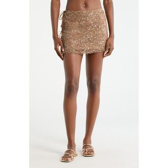 Kulani Kinis Sequin Double Tie Cover-Up Miniskirt in Esspresso Spritz at Nordstrom, Size X-Large