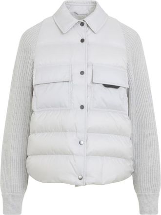 Brunello Cucinelli Grey Quilted Shirt Collar Jacket