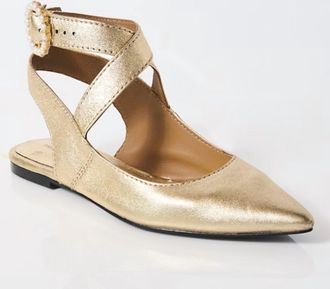 Free People Womens Parisa Pointed Flats In Champagne Metallic