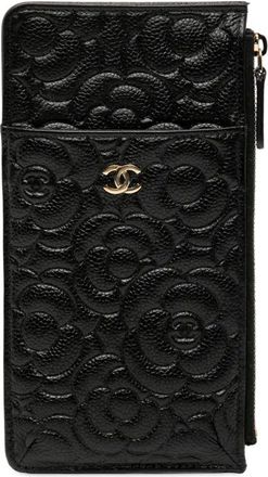 Chanel Cover per smartphone CC in pelle Caviar goffrata con camelia 2019 - Nero