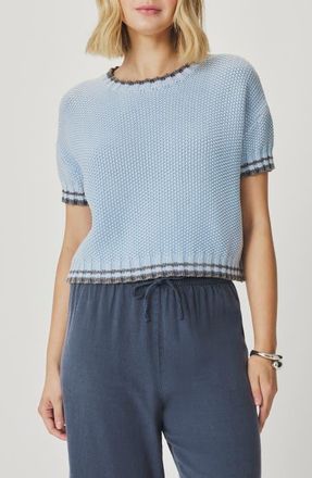 Splendid Ann Marie Short Sleeve Cotton Sweater in Country Air Blue/Indigo at Nordstrom, Size X-Large