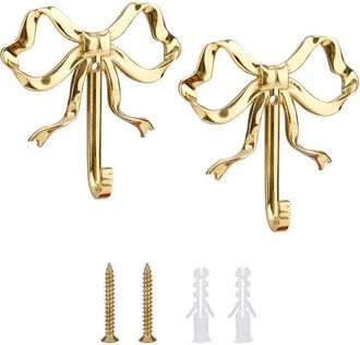 No Brand Ganchos De Pared - Dise&ntilde;o De Lazo Dorado - 6,6 X 6,4 Cm