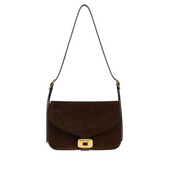 Balenciaga Dark Brown Suede Medium Clicca Shoulder Bag Muscade Borse A Mano
