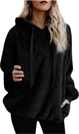 Generic Womens Fleece Hoodie, Hoodies for Women UK Oversized Jacket Casual Jumper Loose Long Sleeve Coat Winter Sweatshirt Warm Fuzzy Fluffy Zip Tops Pullover