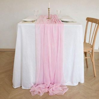 No Brand Dos Caminos De Mesa De Gasa, Decoraci&oacute;n De Mesa De Boda De Estilo Bohemio, 75x300 Cm - Rosa