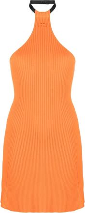 Courrèges halterneck ribbed-knit minidress - women - Cotton/Polyester/Polyurethane/Viscose - S - Orange