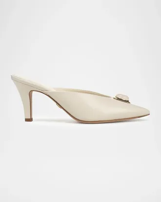 Veronica Beard 75mm Rochelle Cabochon Leather Mules