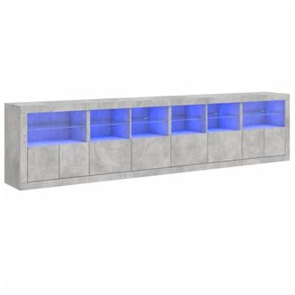 Berkfield Home Sideboard with LED Lights Concrete Grey 283x37x67 cm | Size: 283 x 37 x 67 cm