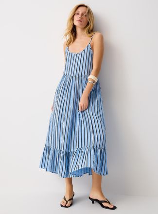 Ichi Womens Tiered pure cotton gauze maxi dress