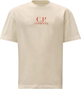 C.P. Company Brits Logo Wit T-shirt - Heren - T-shirts - Beige - XL - Katoen - Tops