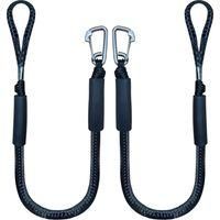 OEM Cuerda El&aacute;stica Marina (paquete De 2): Negra Con Gancho, Se Estira De 1,2 A 1,7 M, Adecuada Para Barcos, Kayaks, Lanchas Motoras, Pontones, Etc., Acce