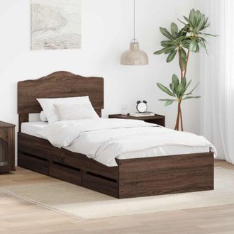 vidaXL Estructura De Cama Roble Marr&oacute;n 90 X 190 Cm Madera Ingenieril Vidaxl