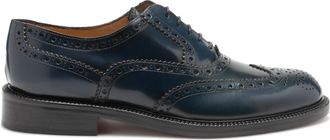 Saxone of Scotland Elegant Blue Leather Brogue Mens Shoes