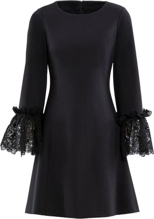Saiid Kobeisy Short Jet Black Lace Dress with Intricate Ruffle Detailing