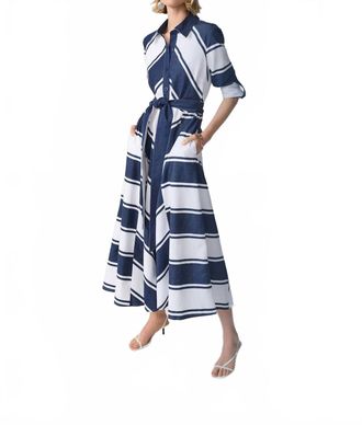 Joseph Ribkoff Casual Striped Maxi Dress In Blue/white