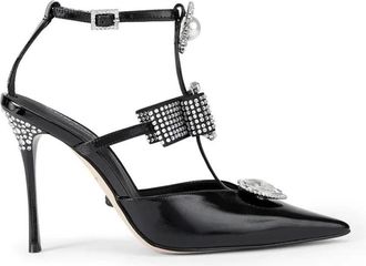 Kurt Geiger Bow Point Gladiator Court - Dames - Pumps - Zwart - 36 EU - Leer - Schoenen