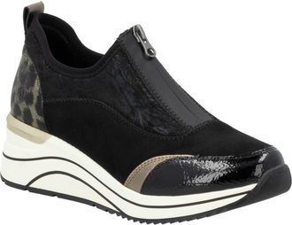 Remonte Eleni Wedge Sneaker in Black/schwarz/bronze at Nordstrom, Size 5-5.5Us