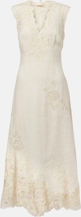 Ulla Johnson Abito lungo Olivette in lino con pizzo
