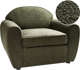 Beliani Beliani - Modern Armchair Upholstered Boucle Fabric Cushioned Backrest Thickly Padded Dark Green Ellede