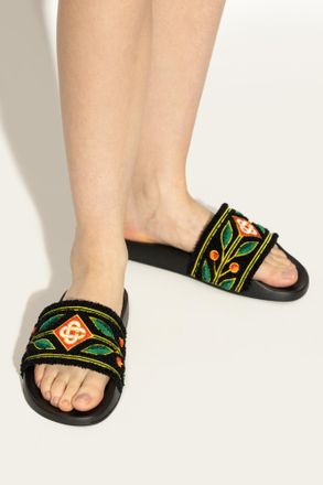 Casablanca Slides With Logo, Womens, Black