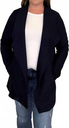 Skies Are Blue Clothing Open Front Knit Cardigan In Navy
