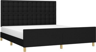 vidaXL Cama Sin Colch&oacute;n Tela Negro 160x200 Cm Vidaxl