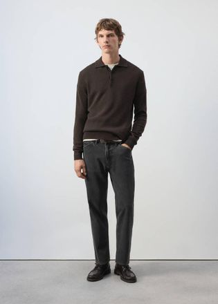 Mango Maglia polo misto lana e cachemire cioccolato - Uomo - XXL - MANGO MAN