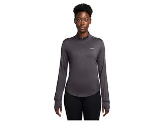 Nike Swift Dri-FIT Ultraviolet 1/4-Zip Running Top Womens Workout Thunder Grey/Reflective Silver : XL, Elastane/Polyester
