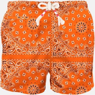 MC2 Saint Barth Man Swim Shorts With Orange Bandanna Print