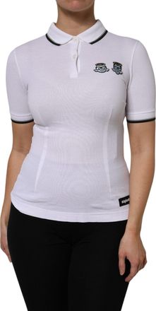 Dolce & Gabbana Womens White Cotton Short Sleeves Collared Polo Top