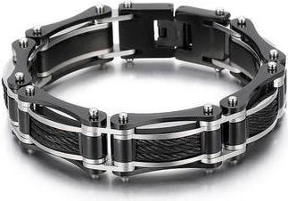 Eye Candy Los Angeles Levi Titanium Bracelet in Silver/black at Nordstrom Rack