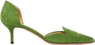 Francesco Russo Groene Su&egrave;de DOrsay Hakken met Penny Band - Dames - Pumps - Groen - 35 EU - Su&egrave;de - Schoenen