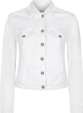 Dondup Witte Denim Jas met Juwelen Knopen - Dames - Zomerjassen - Wit - M - Denim - Jassen