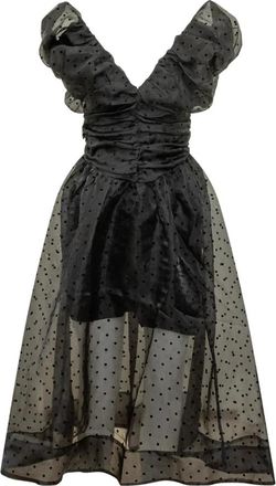 Ganni Organza Jurk met Plooi-effect - Dames - Casual kleedjes - Zwart - XS - Organza - Kleedjes