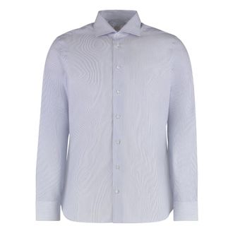 Borriello Cotton Poplin Shirt - Heren - Casual Overhemden - Blauw - XL - Katoen - Overhemden