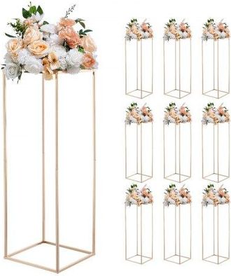 OEM Soporte Floral Para Bodas, De Acero Spcc, 10 Piezas, Con Laminado Met&aacute;lico, Estante Rectangular Dorado Franc&eacute;s Para Exhibici&oacute;n De Flores En Bodas, Fie