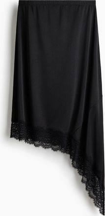 H&M Asymmetrischer Jupe mit Spitzenbesatz - Schwarz