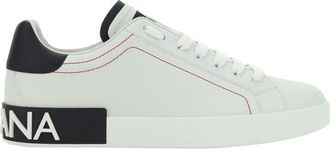 Dolce & Gabbana Mens Portofino Leather Lowtop Sneakers - White - Size EU 44