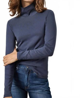 Lilla P Long Sleeve Turtleneck Tee In Dark Navy