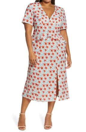 Chi Chi London Harrie Floral Ruffle Sheath Dress in Multi at Nordstrom, Size 14W