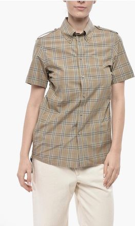 Burberry Tartan Cotton Shirt with Button-Down Collar size 42