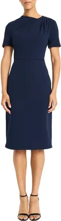 Maggy London Twist Neck Midi Sheath Dress in Navy Blazer at Nordstrom, Size 12