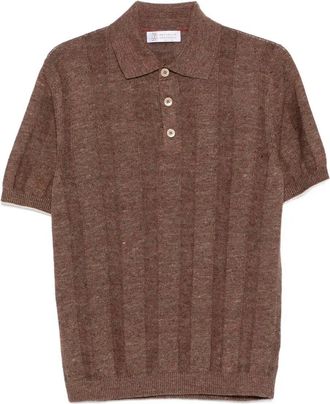 Brunello Cucinelli Linen And Cotton Wide Rib Knit Polo