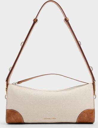 Charles & Keith Delfina Canvas Elongated Shoulder Bag