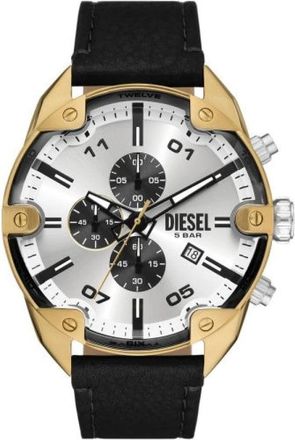 Diesel Spiked Chronograph Horloge - Heren - Horloges - Zwart - ONE Size - Leer - Accessoires