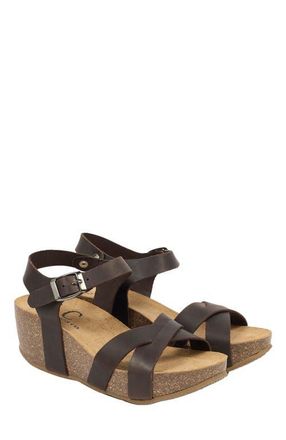 Celtic & Co. Crossover Wedge Sandal in Ebony at Nordstrom, Size 10