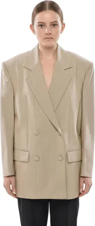 Givenchy Beige Solid Peaked Lapel Blazer